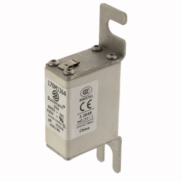 Fuse-link, high speed, 50 A, AC 690 V, DIN 000, 21 x 40 x 100 mm, gR, DIN, IEC, single indicator image 3