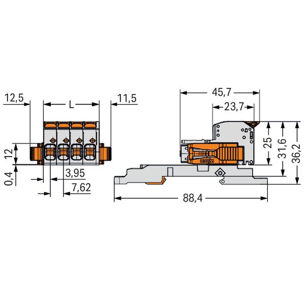 1-conductor female connector lever Push-in CAGE CLAMP®, light gray image 2