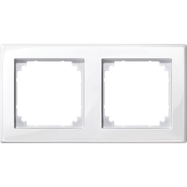 M-SMART frame, 2-gang, polar white, glossy image 1