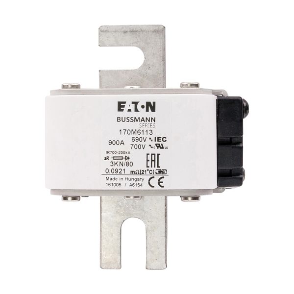 Fuse-link, high speed, 900 A, AC 690 V, DIN 3, 76 x 92 x 109 mm, aR, DIN, IEC, single indicator image 12