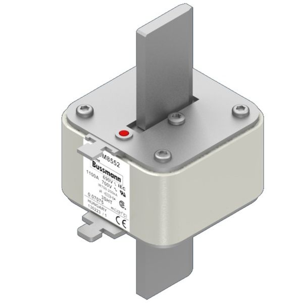 Fuse-link, high speed, 1100 A, AC 690 V, size 3, 76 x 76 x 150 mm, aR, IEC, single indicator image 2