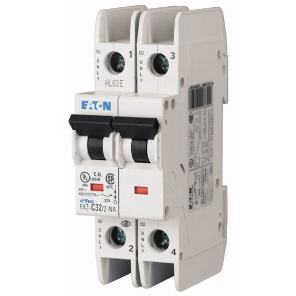 Miniature circuit breaker (MCB), 50 A, 2p, characteristic: C, NA image 1