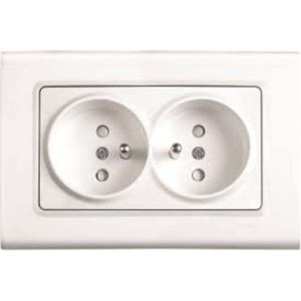 Linnera-Rollina Two Gang UPS Socket CP Beige image 1