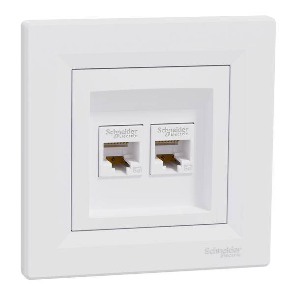 Asfora - double Data socket - RJ45 cat.5e UTP white image 3