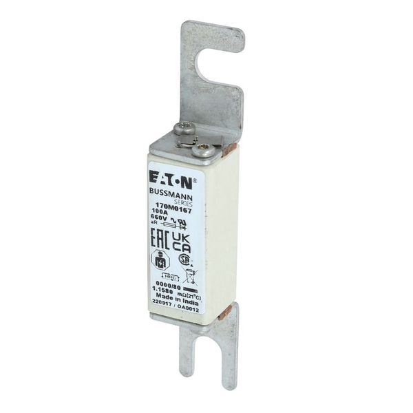 Fuse-link, high speed, 100 A, AC 660 V, size 0000, 18 x 19 x 100 mm, aR, UL, visual indicator image 9