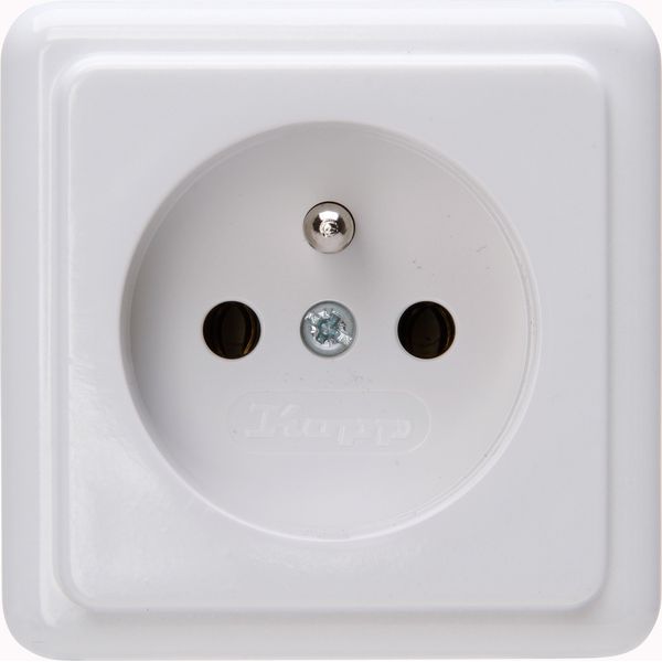 Surface mount earthed socket outlet with central earth contact, 1-fold, without shutter, IP20, 16A, 250V~,arctic-white image 1