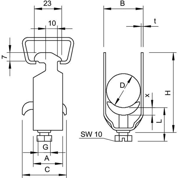 2056 M 64 A2 Clamp clip with metal pressure sump 58-64mm image 2