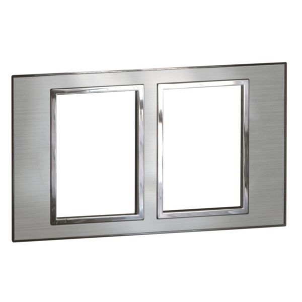 Arteor Surround Plate 2 Gang 2 x 3 Module Square Brushed Stainless Steel image 1