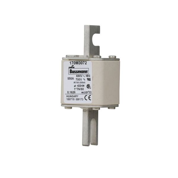 Fuse-link, high speed, 550 A, AC 690 V, compact DIN 1, 45 x 58 x 104 mm, aR, DIN, IEC, single indicator image 6