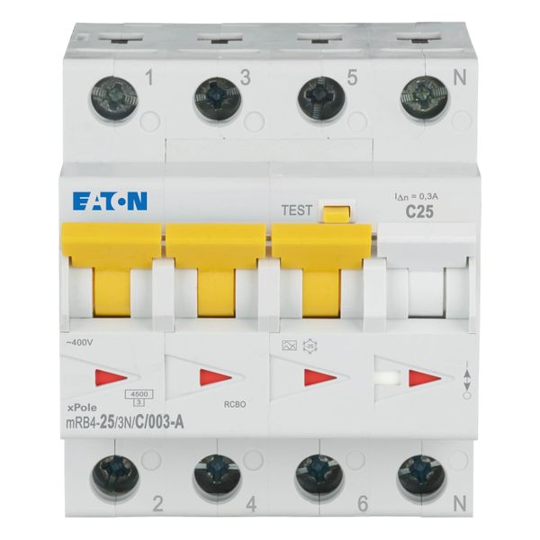 RCD/MCB combination, 25 A, 300 mA, MCB trip characteristic: C, 3p+N, RCD trip characteristic: A image 4