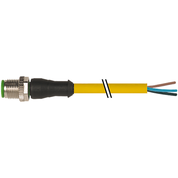 M12 male 0° A-cod. with cable TPE 4x22AWG ye UL/CSA. ITC/PLTC 1.5m image 1