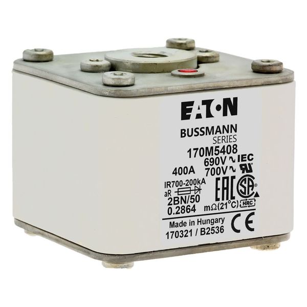 Fuse-link, high speed, 400 A, AC 690 V, size 2, 61 x 77 x 51 mm, aR, IEC, UL, single indicator, flush end, M10 image 15