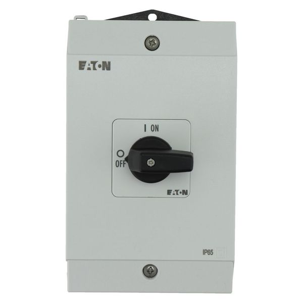 On-Off switch, P1, 40 A, surface mounting, 3 pole + N, with black thumb grip and front plate, hard knockout version image 7