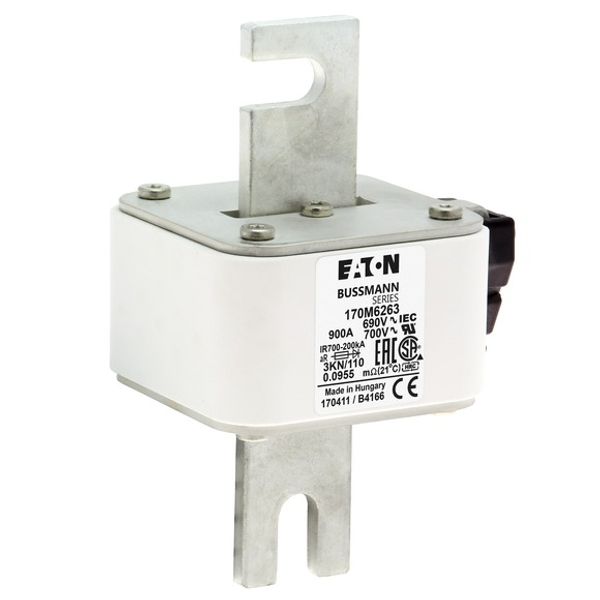 Fuse-link, high speed, 900 A, AC 690 V, DIN 3, aR, DIN, IEC, single indicator image 5