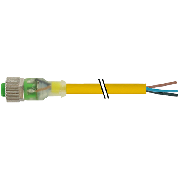 M12 female 0° A-cod. with cable LED PUR 3x0.34 ye +robot+drag ch. 10m image 1