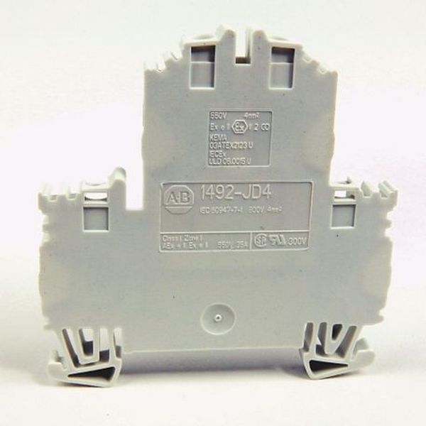 Allen-Bradley, 1492-J IEC Terminal Block, Two-Circuit Feed-Through Block, 4 mm (# 26 AWG - # 10 AWG), Standard Feedthrough, White, image 1