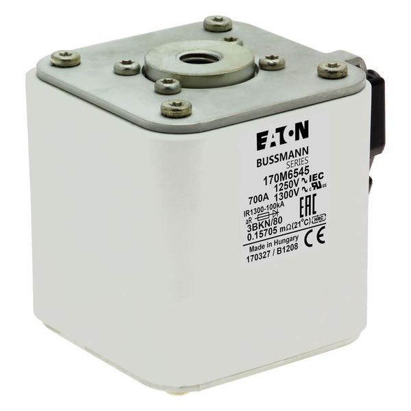 Fuse-link, high speed, 700 A, AC 1250 V, size 3, 76 x 92 x 83 mm, aR, IEC, UL, single indicator image 19