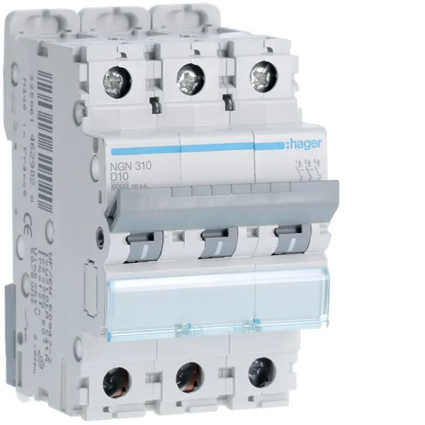 Circuit breaker 3P 10A D 6/10kA 3M image 1