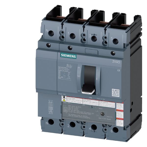 circuit breaker 3VA5 UL frame 250 breaking capacity class  M 35kA @ 480 V 4-pole, line protection TM210,  FTFM, In=225A without overload protection... image 1