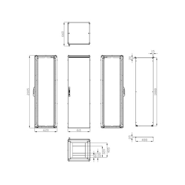 Modular enclosure 1 door IP55 H=2000 W=600 D=600 mm image 3