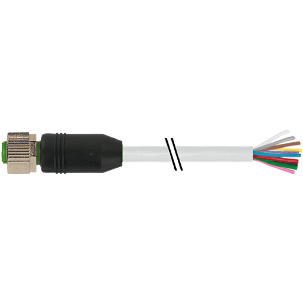 M12 female 0° A-cod. with cable PUR 12x0.25 gy UL/CSA+drag ch. 50m image 1