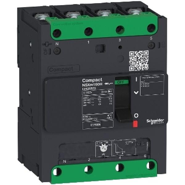 circuit breaker ComPact NSXm N (50 kA at 415 VAC), 4P 3d, 160 A rating TMD trip unit, compression lugs and busbar connectors image 2