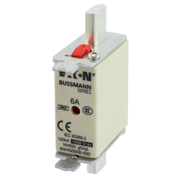 Fuse-link, LV, 6 A, AC 690 V, NH000, gL/gG, IEC, dual indicator, live gripping lugs image 15