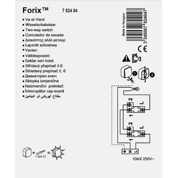 Two-way switch Forix - surface mounting - IP 2X - 10 AX - 250 V~ - white image 2