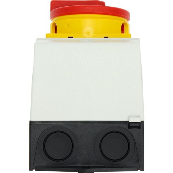 Main switch, T0, 20 A, surface mounting, 3 contact unit(s), 3 pole + N, 1 N/O, 1 N/C, Emergency switching off function, With red rotary handle and yel image 13