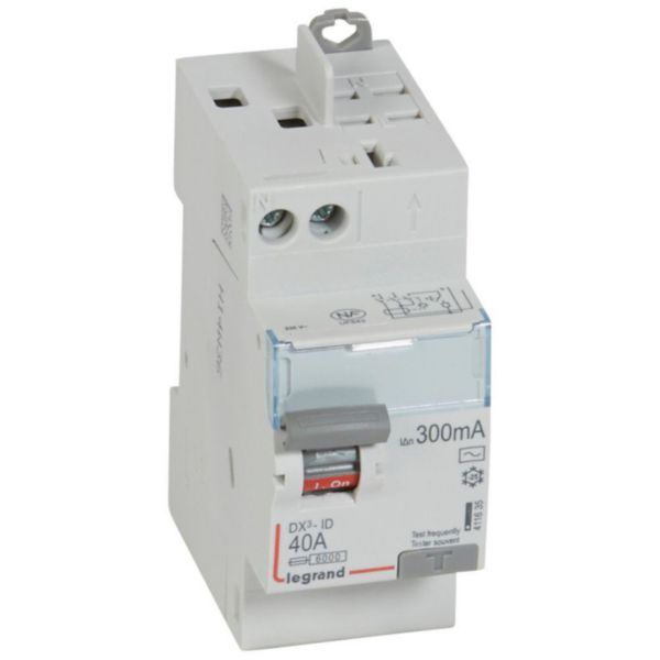 Differential switch DX³-ID top screw inlet and automatic top outlet - 2P 230V~ 40A type AC 300mA - 2 modules image 1