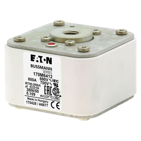 Fuse-link, high speed, 800 A, AC 690 V, size 3, aR, IEC, UL, single indicator image 12