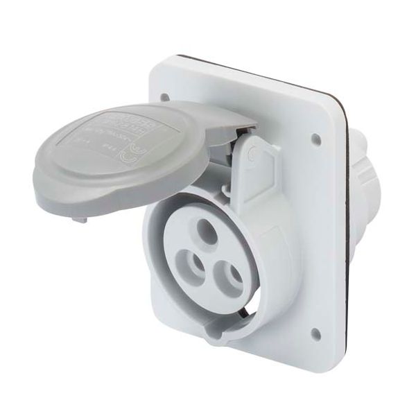 10° ANGLED FLUSH-MOUNTING SOCKET-OUTLET HP - IP44/IP54 - 2P+E 32A >50-250V d.c. - GREY - 3H - SCREW WIRING image 2