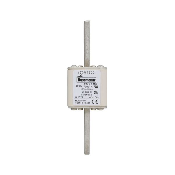 Fuse-link, high speed, 550 A, AC 690 V, compact size 1, 45 x 45 x 148 mm, aR, IEC, UL image 8