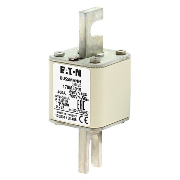 Fuse-link, high speed, 400 A, AC 690 V, compact DIN 1, 45 x 45 x 104 mm, aR, DIN, IEC, single indicator image 2