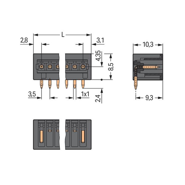 THR male header 1.0 x 1.0 mm solder pin angled black image 4