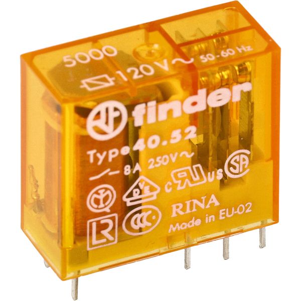 PCB/Plug-in Rel. 5mm.pinning 2CO 8A/120VAC/Agni+Au (40.52.8.120.5000) image 3