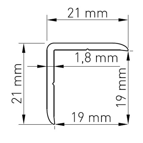 L-corner profile L-2000mm W-19mm H-19mm image 2