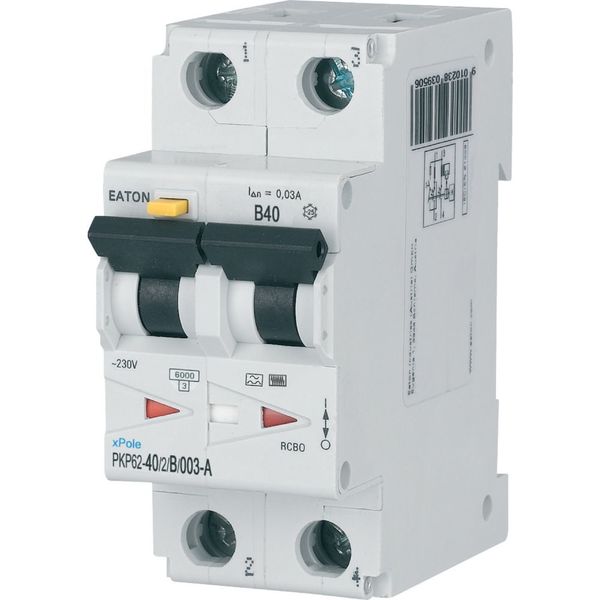 RCD/MCB combination, 40 A, 30 mA, MCB trip characteristic: B, 2p, RCD trip characteristic: A image 1