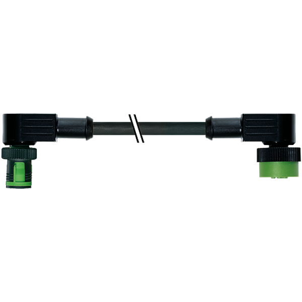 MQ12 male 90° / MQ12 female 90° A-cod. PVC 3x0.34 bk UL/CSA 10m image 1