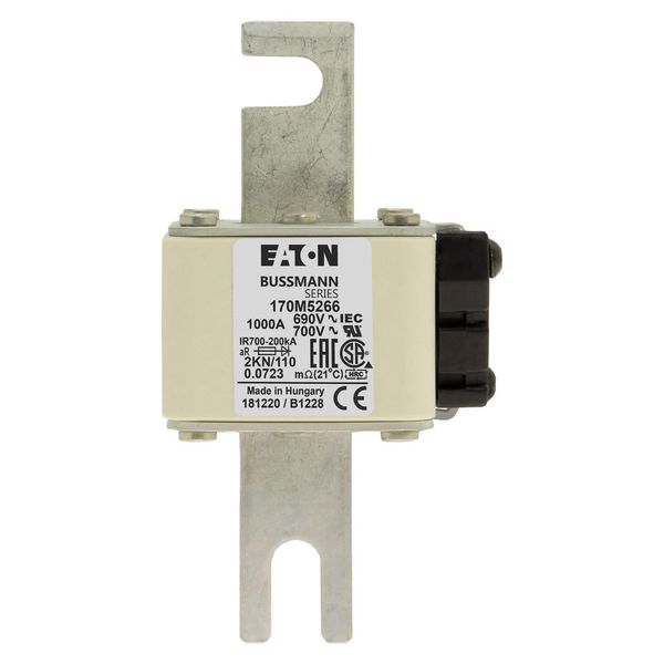 Fuse-link, high speed, 1000 A, AC 690 V, DIN 2, 61 x 77 x 138 mm, aR, DIN, IEC, single indicator image 15