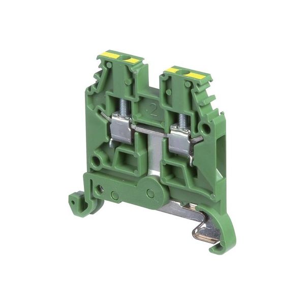 MODULAR TERMINAL BLOCKS, GROUND, SCREW CLAMP TERMINAL BLOCK, GREEN & YELLOW, PRODUCT SPACING .196 IN [5 MM], 6 POSITION, SCREW TERMINAL image 1