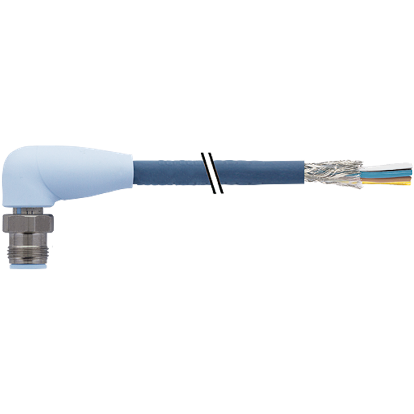 M12 male 90° A with cable F&B Pro TPE-S 5x0.34 sh. bu UL rob+dragch 3m image 1