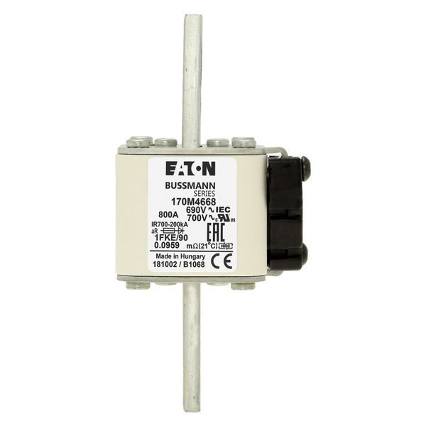 Fuse-link, high speed, 800 A, AC 690 V, size 1, 53 x 69 x 136 mm, aR, IEC, UL, single indicator image 5