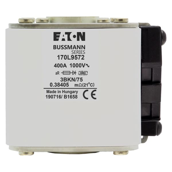 Fuse-link, high speed, 400 A, AC 1000 V, Size 3, 76 x 92 x 75 mm, aR, IEC, single indicator image 16