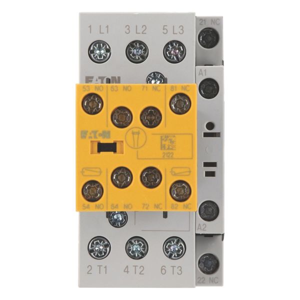 Safety contactor, 380 V 400 V: 7.5 kW, 2 N/O, 3 NC, RDC 24: 24 - 27 V DC, DC operation, Screw terminals, With mirror contact (not for microswitches). image 3