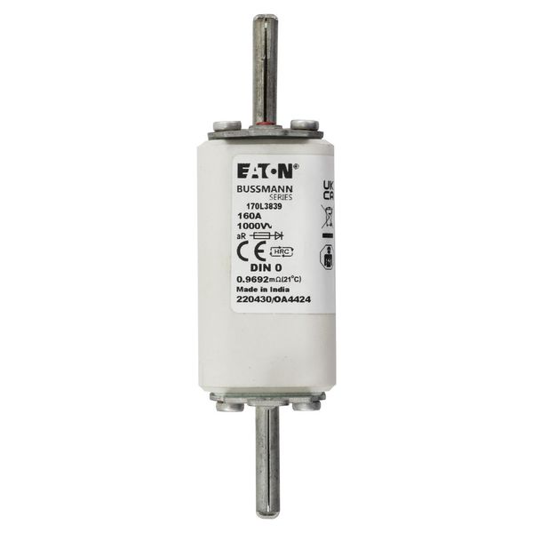 Fuse-link, high speed, 160 A, AC 1000 V, DIN 0, 35 x 60 x 125 mm, aR, DIN, IEC, single indicator image 12