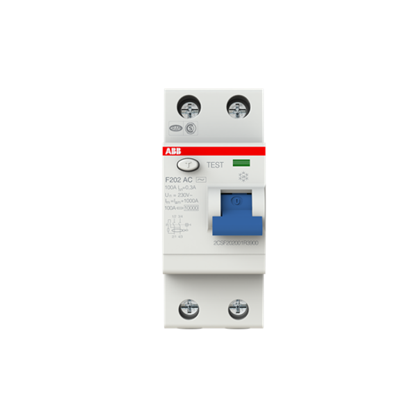 F202 AC-100/0.3 Residual Current Circuit Breaker 2P AC type 300 mA image 6