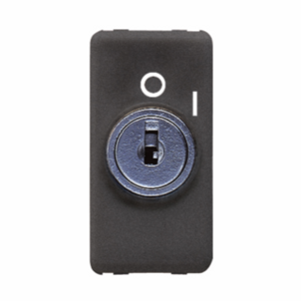 PUSH-BUTTON 2P 250V ac - NO 10A - WITH KEY - SIMBOL 0/1 - 1 MODULE - SYSTEM BLACK image 1