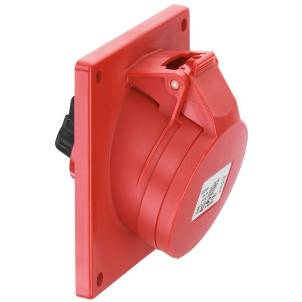 CEE flanged socket, 20° angled, IP44, 16A, 5-pole, 400V, 6h, red image 1