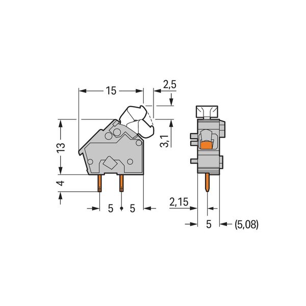 Stackable PCB terminal block push-button 2.5 mm² orange image 3